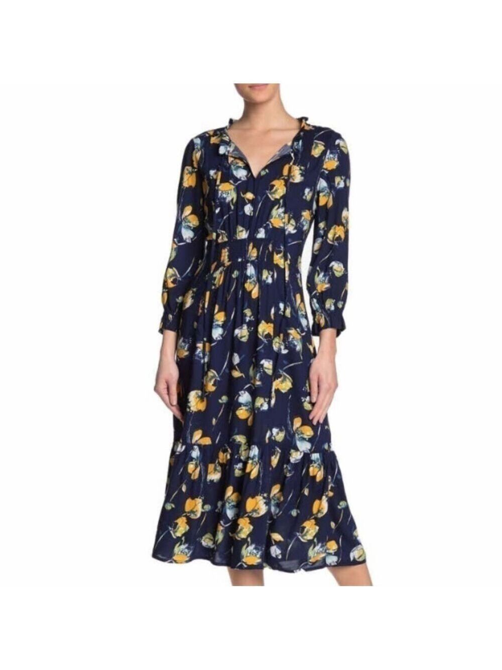 FLORAL Smocked Waist Midi Dress